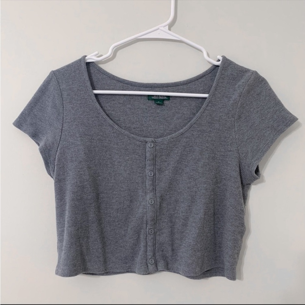 Wild Fable Gray Ribbed Crop